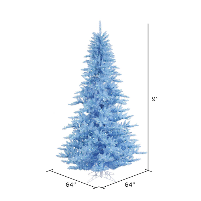 9'Hx64"W Fir Artificial Christmas Tree, LED Pre-Lit (Sky Blue) -Sky Blue - K164281LED