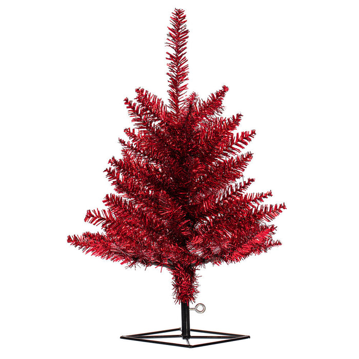 2'Hx20"W Tinsel Fir Artificial Christmas Tree, Unlit -Red - K165120