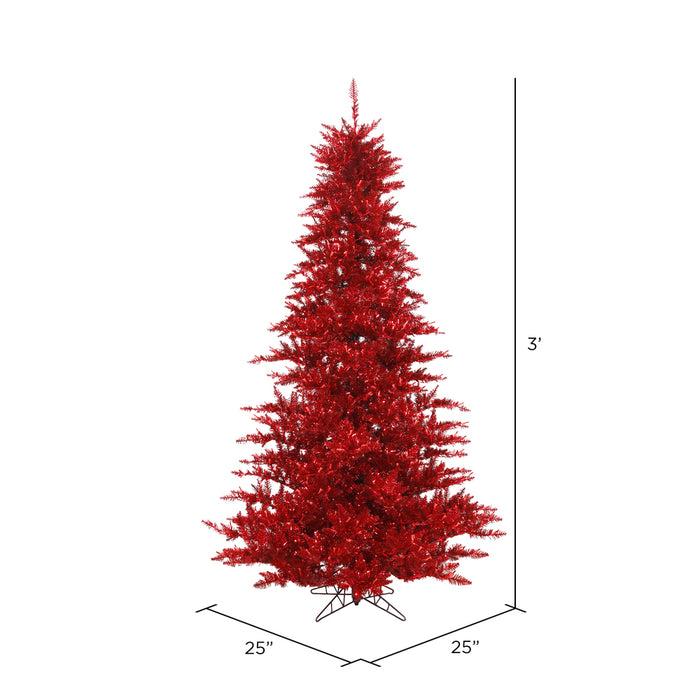 3'Hx25"W Tinsel Fir Artificial Christmas Tree, Unlit -Red - K165130