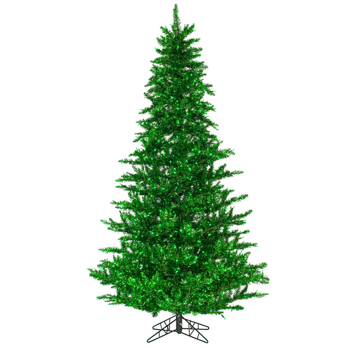 6'6"Hx46"W Tinsel Fir Artificial Christmas Tree, LED Pre-Lit (Green) -Green - K165766LED