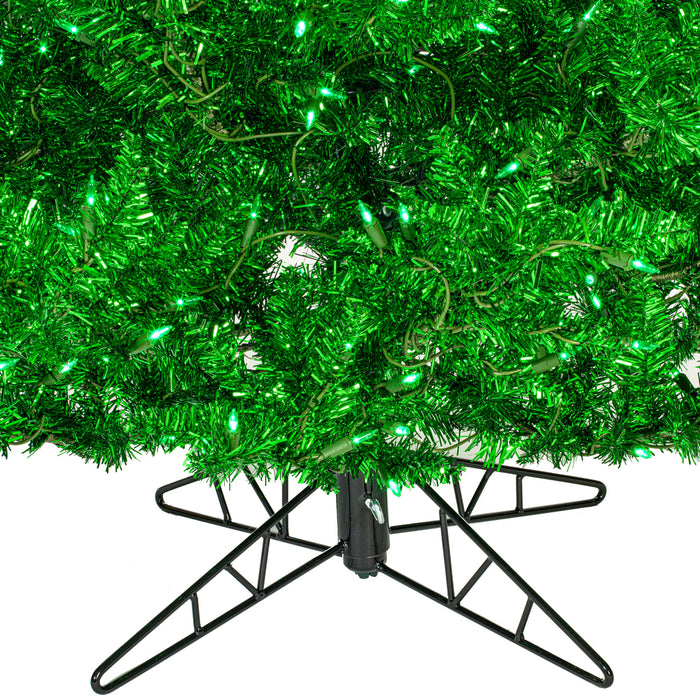 10'Hx68"W Tinsel Fir Artificial Christmas Tree, LED Pre-Lit (Green) -Green - K165786LED