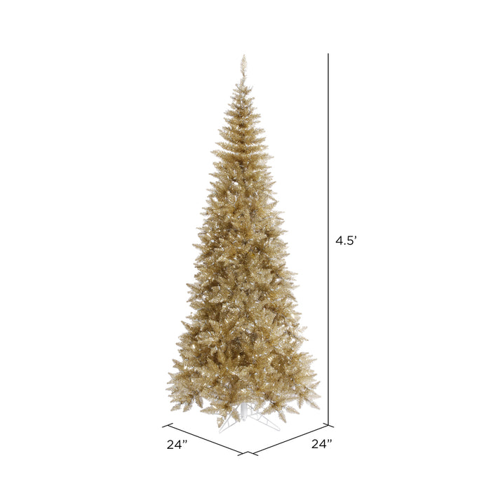 4'6"Hx24"W Tinsel Slim Fir Artificial Christmas Tree, Unlit -Champagne - K166245