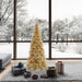 6'6"Hx34"W Tinsel Slim Fir Artificial Christmas Tree, LED Pre-Lit -Champagne - K166266LED