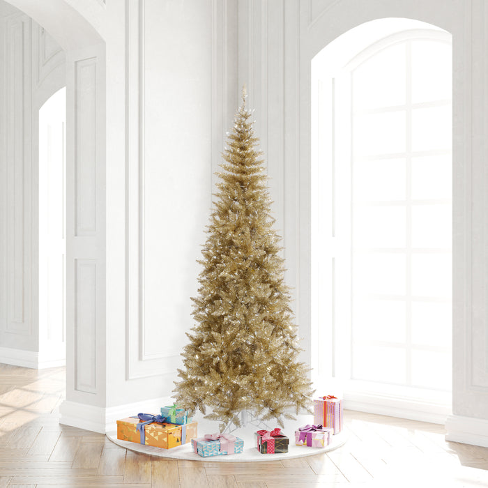 10'Hx50"W Tinsel Slim Fir Artificial Christmas Tree, LED Pre-Lit -Champagne - K166286LED