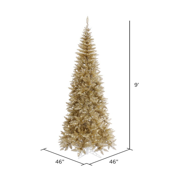 9'Hx46"W Tinsel Slim Fir Artificial Christmas Tree, Unlit -Champagne - K166280