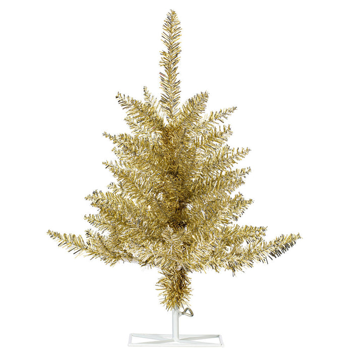 2'Hx20"W Tinsel Fir Artificial Christmas Tree, Unlit -Champagne - K166320