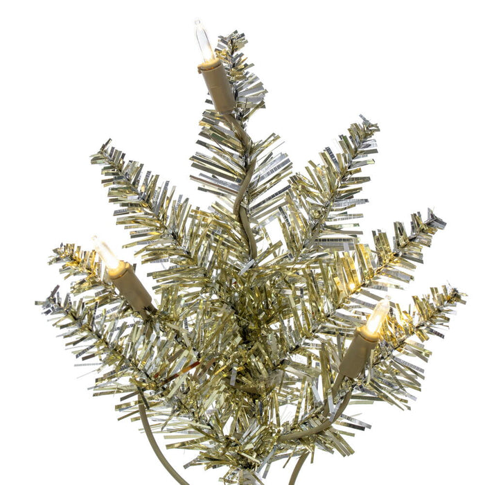 2'Hx20"W Tinsel Fir Artificial Christmas Tree, LED Pre-Lit -Champagne - K166321LED