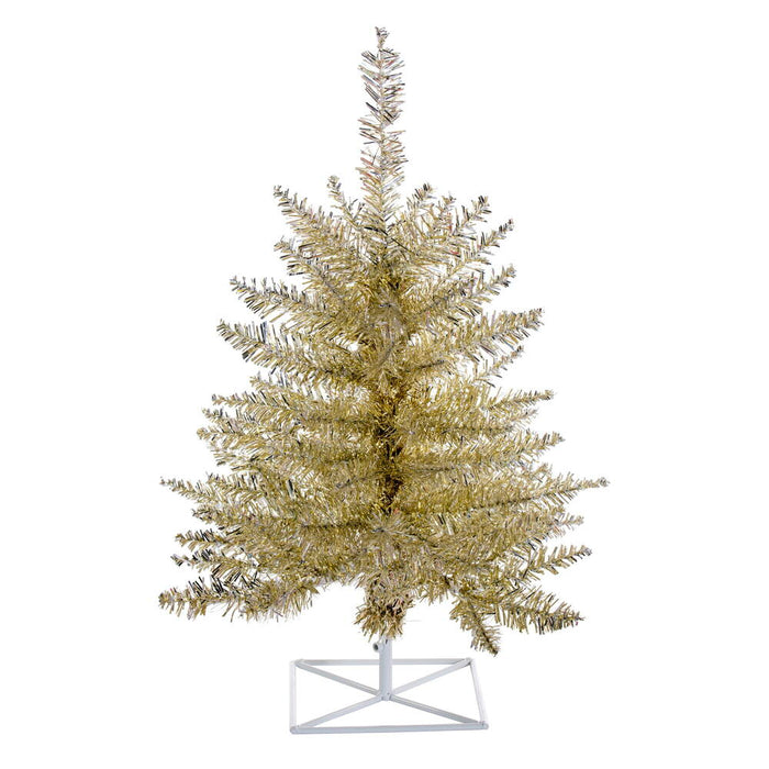 3'Hx25"W Tinsel Fir Artificial Christmas Tree, Unlit -Champagne - K166330