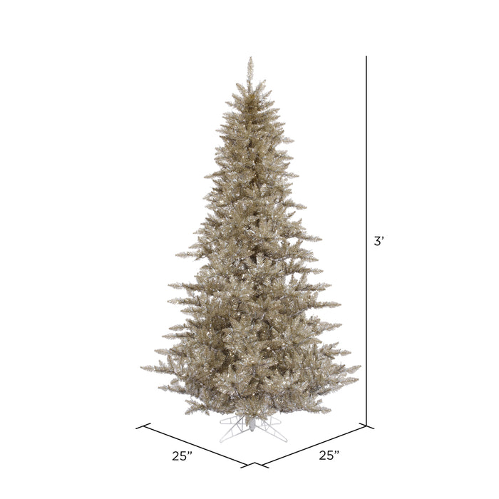 3'Hx25"W Tinsel Fir Artificial Christmas Tree, Unlit -Champagne - K166330