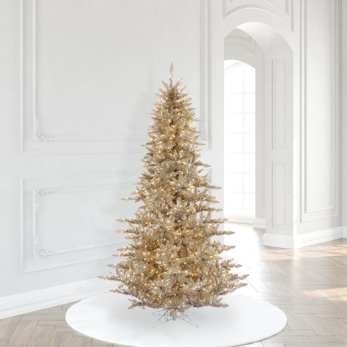 5'6"Hx42"W Tinsel Fir Artificial Christmas Tree, LED Pre-Lit -Champagne - K166356LED