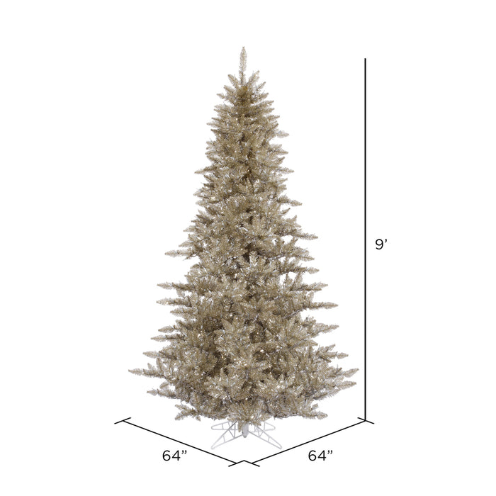 9'Hx64"W Tinsel Fir Artificial Christmas Tree, Unlit -Champagne - K166380