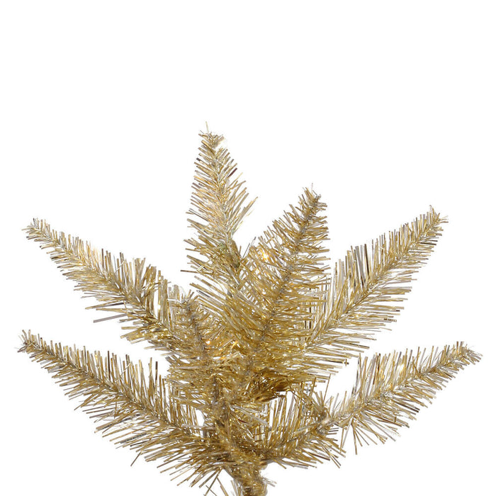 6'6"Hx46"W Tinsel Fir Artificial Christmas Tree, Unlit -Champagne - K166365