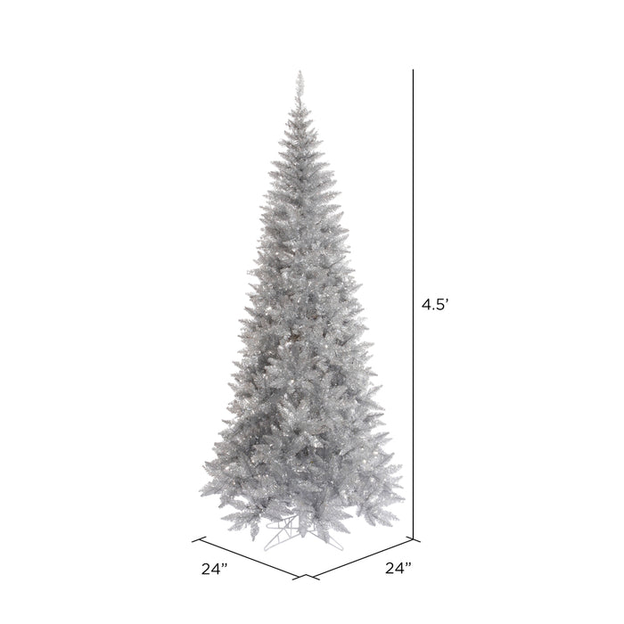 4'6"Hx24"W Tinsel Slim Fir Artificial Christmas Tree, Unlit -Silver - K166745