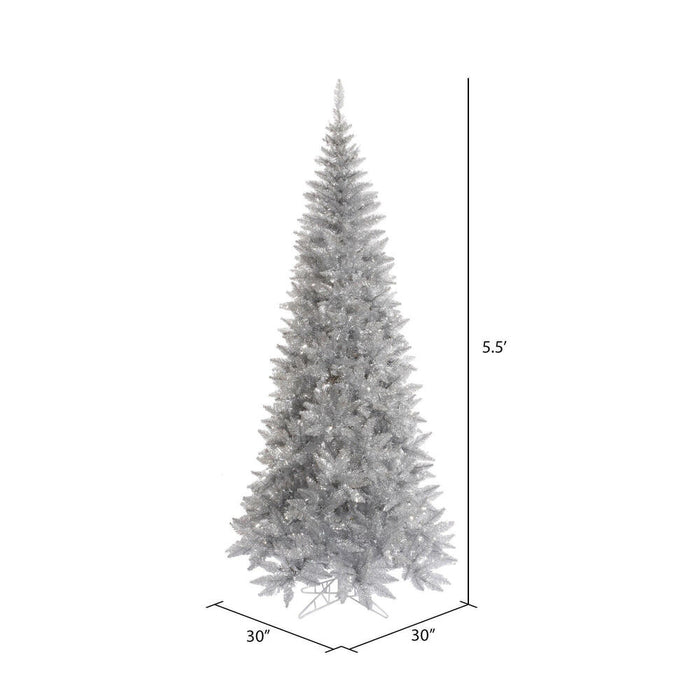 5'6"Hx30"W Tinsel Slim Fir Artificial Christmas Tree, Unlit -Silver - K166755