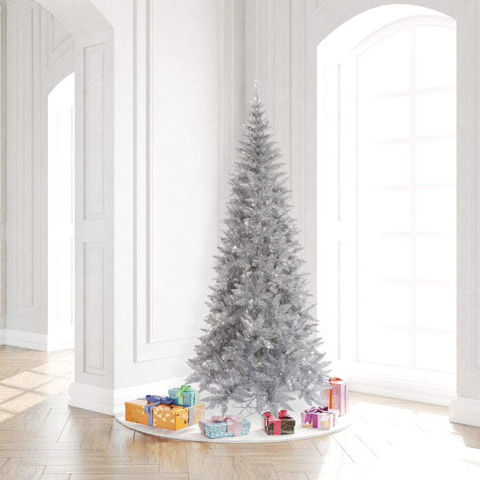 7'6"Hx40"W Tinsel Slim Fir Artificial Christmas Tree, Unlit -Silver - K166775