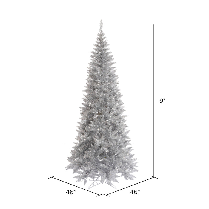 9'Hx46"W Tinsel Slim Fir Artificial Christmas Tree, Unlit -Silver - K166780