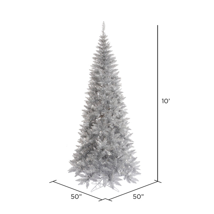 10'Hx50"W Tinsel Slim Fir Artificial Christmas Tree, Unlit -Silver - K166785