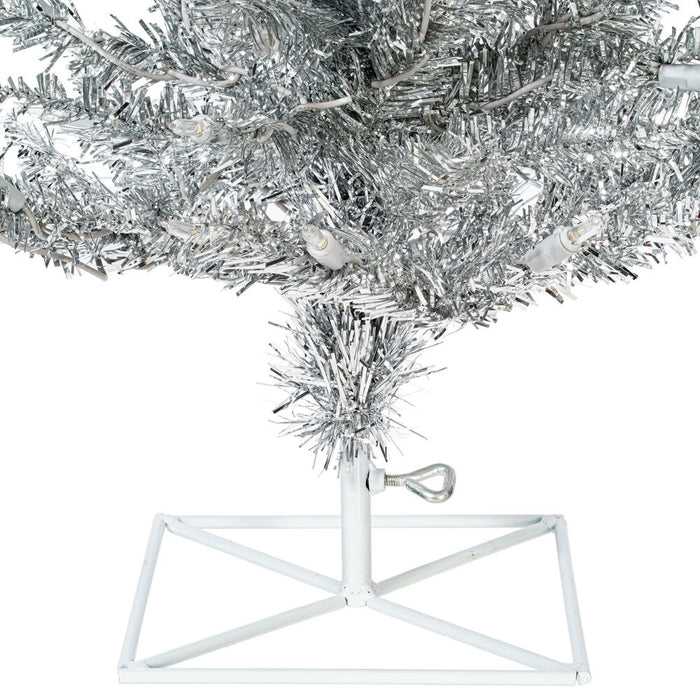 2'Hx20"W Tinsel Fir Artificial Christmas Tree, LED Pre-Lit -Silver - K166821LED