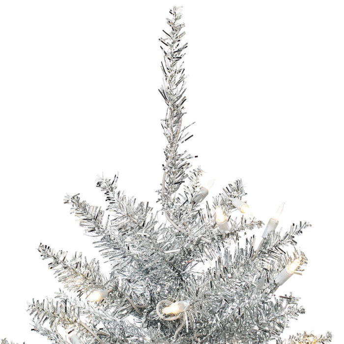 2'Hx20"W Tinsel Fir Artificial Christmas Tree, LED Pre-Lit -Silver - K166821LED