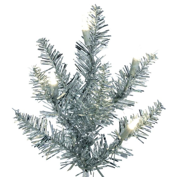 2'Hx20"W Tinsel Fir Artificial Christmas Tree, LED Pre-Lit -Silver - K166821LED