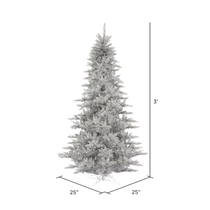 3'Hx25"W Tinsel Fir Artificial Christmas Tree, Unlit -Silver - K166830