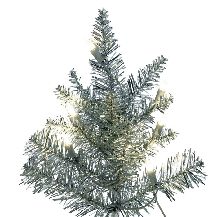 4'6"Hx34"W Tinsel Fir Artificial Christmas Tree, LED Pre-Lit -Silver - K166846LED