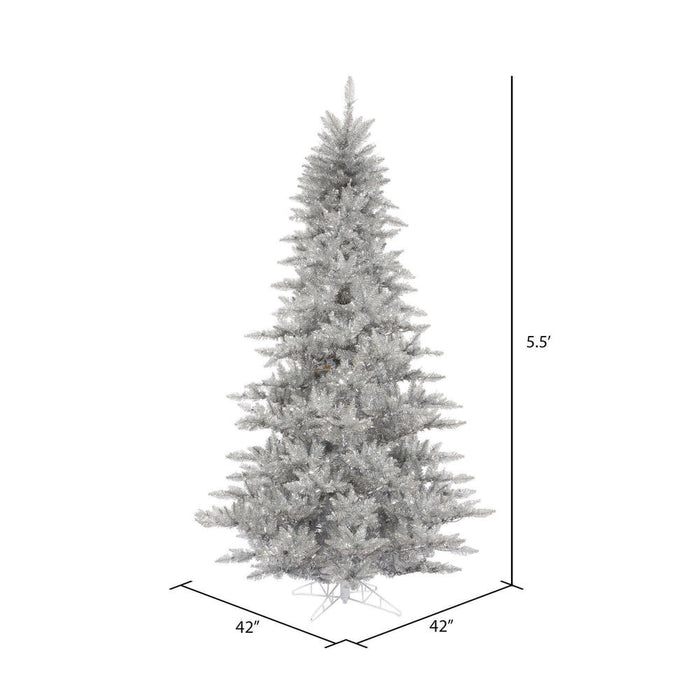 5'6"Hx42"W Tinsel Fir Artificial Christmas Tree, Unlit -Silver - K166855