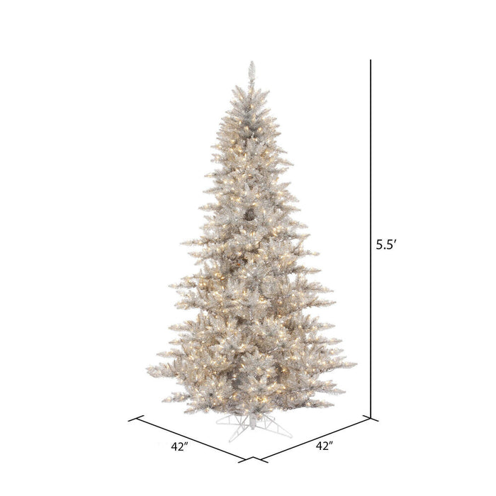 5'6"Hx42"W Tinsel Fir Artificial Christmas Tree, LED Pre-Lit -Silver - K166856LED