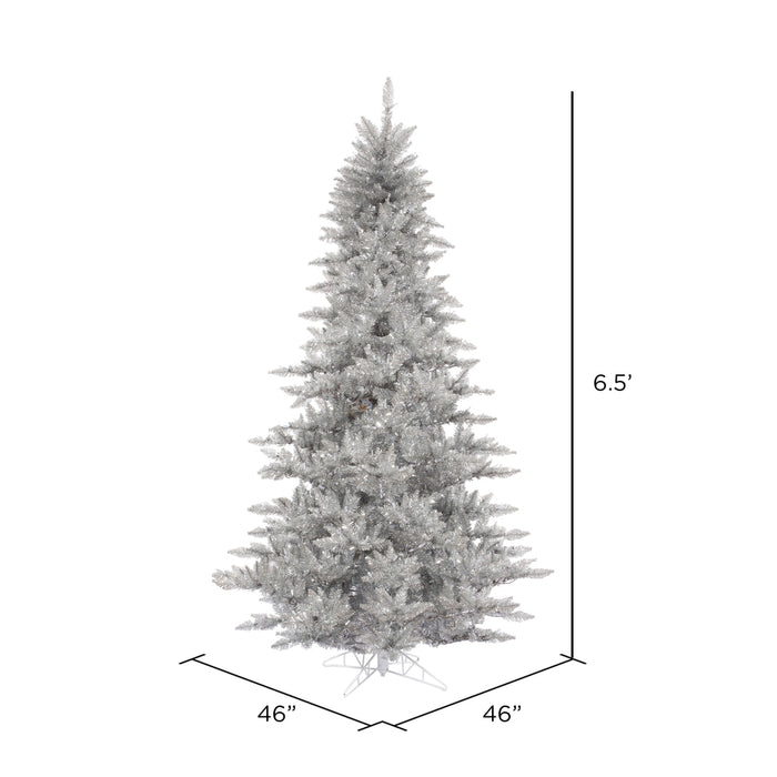 6'6"Hx46"W Tinsel Fir Artificial Christmas Tree, Unlit -Silver - K166865