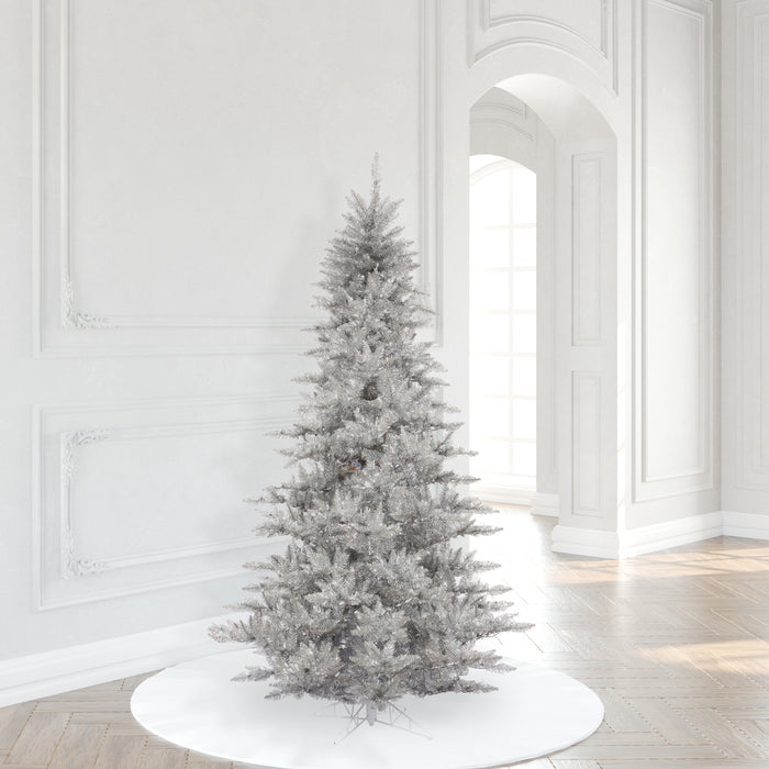 6'6"Hx46"W Tinsel Fir Artificial Christmas Tree, Unlit -Silver - K166865
