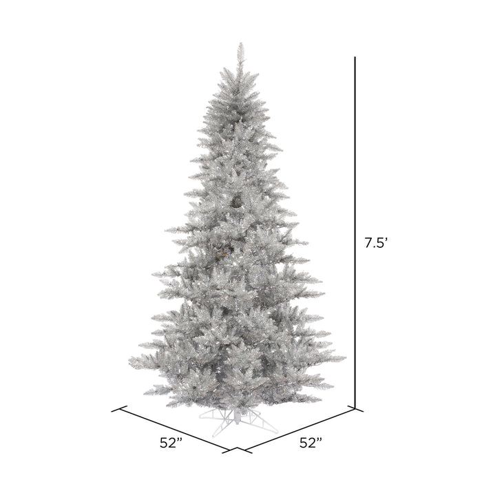 7'6"Hx52"W Tinsel Fir Artificial Christmas Tree, Unlit -Silver - K166875