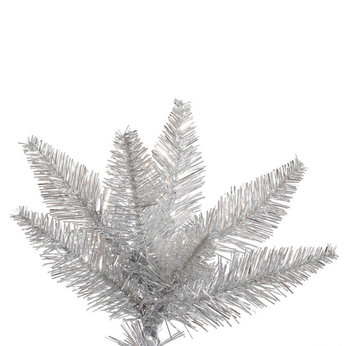 6'6"Hx46"W Tinsel Fir Artificial Christmas Tree, Unlit -Silver - K166865