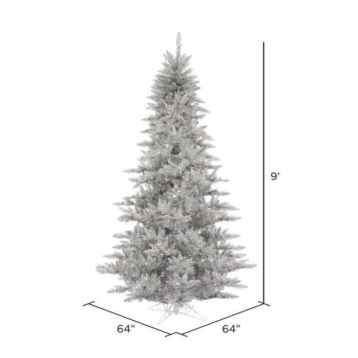 9'Hx64"W Tinsel Fir Artificial Christmas Tree, Unlit -Silver - K166880