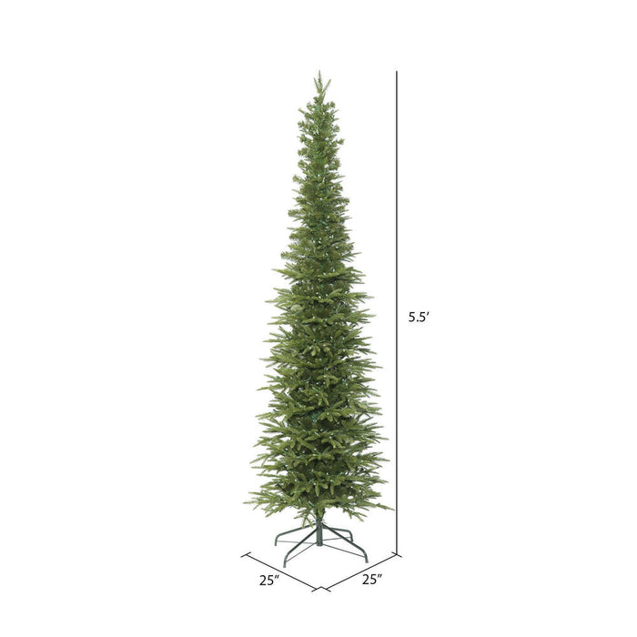 5'6"Hx25"W PE Pencil Bixley Fir Artificial Christmas Tree, Unlit -Green - K167355