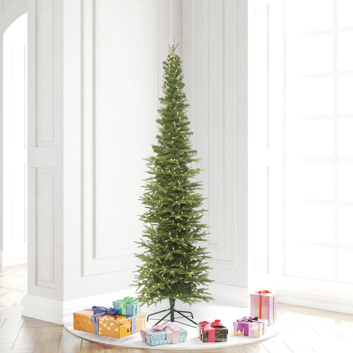6'6"Hx28"W PE Pencil Bixley Fir Artificial Christmas Tree, LED Pre-Lit -Green - K167366LED