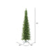 7'6"Hx30"W PE Pencil Bixley Fir Artificial Christmas Tree, Unlit -Green - K167375
