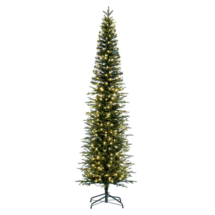 10'Hx44"W PE Pencil Bixley Fir Artificial Christmas Tree, LED Pre-Lit -Green - K167386LED
