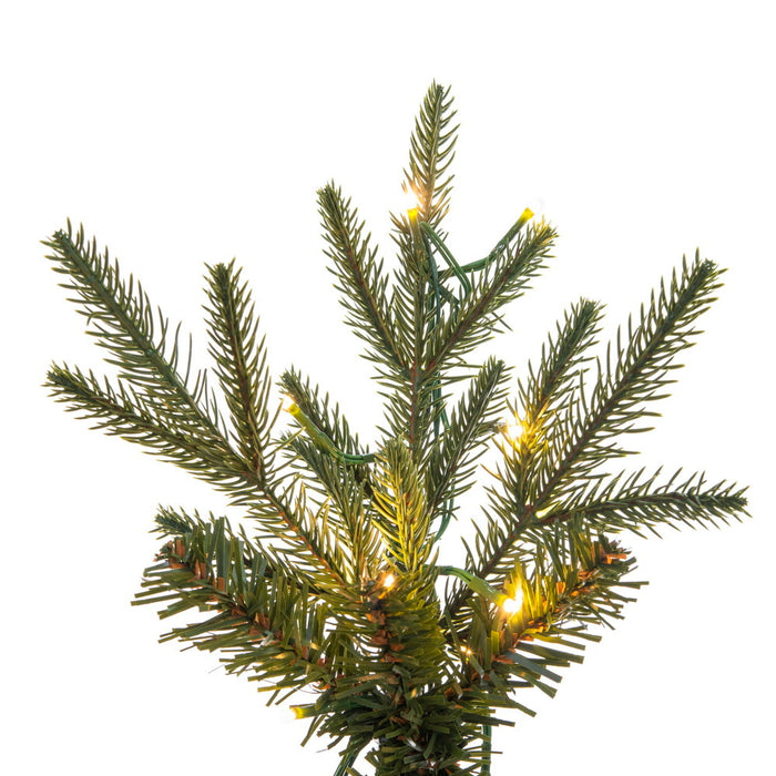 7'6"Hx30"W PE Pencil Bixley Fir Artificial Christmas Tree, Micro LED Pre-Lit (Multi-Mode) -Green - K167378LEDCC
