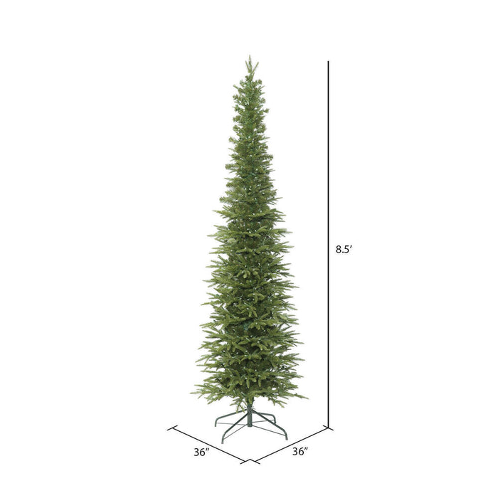 8'6"Hx36"W PE Pencil Bixley Fir Artificial Christmas Tree, Unlit -Green - K167380