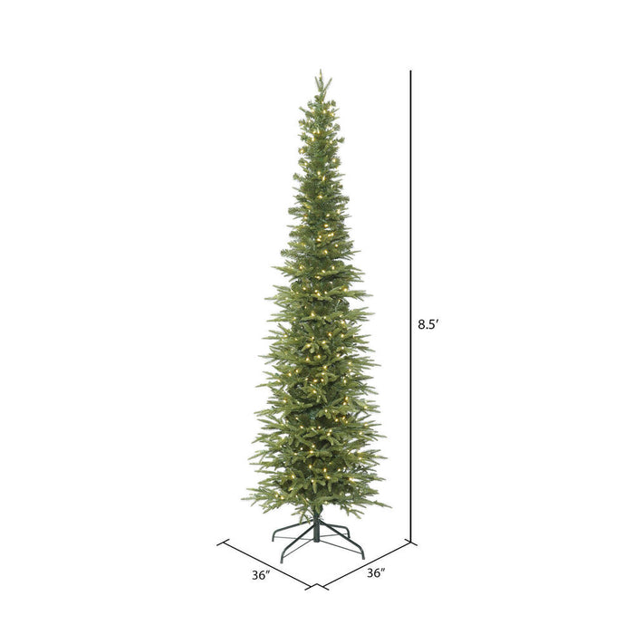 8''6"Hx36"W PE Pencil Bixley Fir Artificial Christmas Tree, LED Pre-Lit -Green - K167381LED