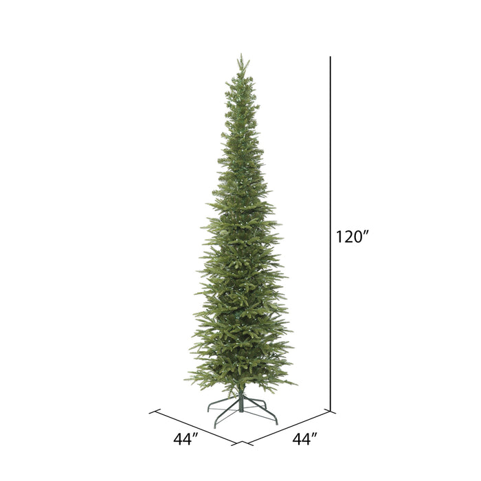 10'Hx44"W PE Pencil Bixley Fir Artificial Christmas Tree, Unlit -Green - K167385