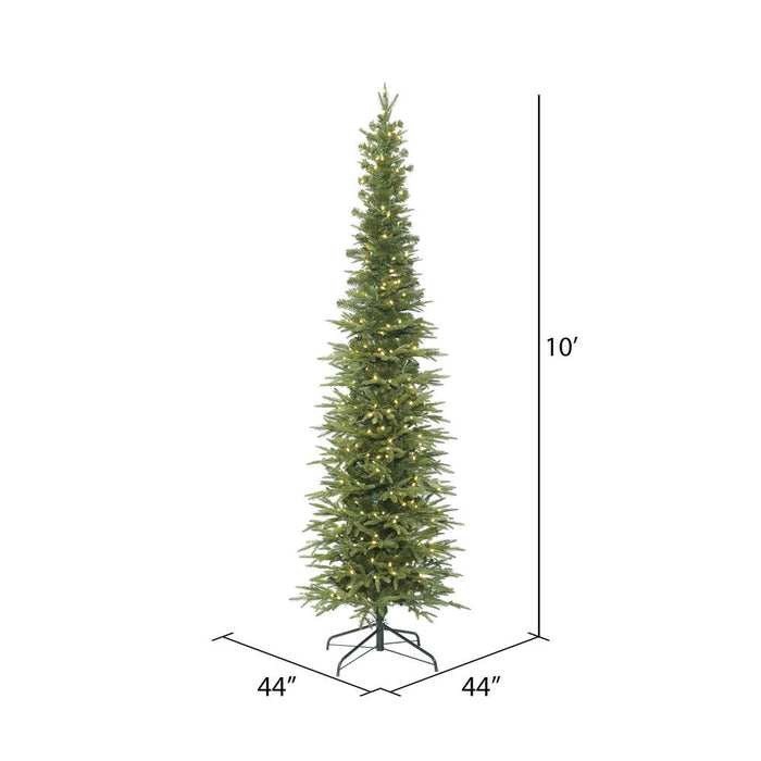 10'Hx44"W PE Pencil Bixley Fir Artificial Christmas Tree, LED Pre-Lit -Green - K167386LED