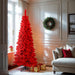 4'6"Hx24"W Flocked Slim Fir Artificial Christmas Tree, Unlit -Red - K168047