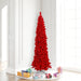 6'6"Hx27"W Flocked Pencil Fir Artificial Christmas Tree, Unlit -Red - K168065