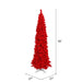 6'6"Hx27"W Flocked Pencil Fir Artificial Christmas Tree, LED Pre-Lit (Red) -Red - K168066LED