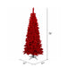 6'6"Hx37"W Flocked Slim Fir Artificial Christmas Tree, LED Pre-Lit (Red) -Red - K168068LED