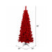 7'6"Hx39"W Flocked Slim Fir Artificial Christmas Tree, LED Pre-Lit (Red) -Red - K168078LED
