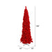9'Hx43"W Flocked Pencil Fir Artificial Christmas Tree, Unlit -Red - K168080
