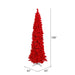 9'Hx43"W Flocked Pencil Fir Artificial Christmas Tree, LED Pre-Lit (Red) -Red - K168081LED