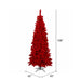 9'Hx48"W Flocked Slim Fir Artificial Christmas Tree, LED Pre-Lit (Red) -Red - K168083LED